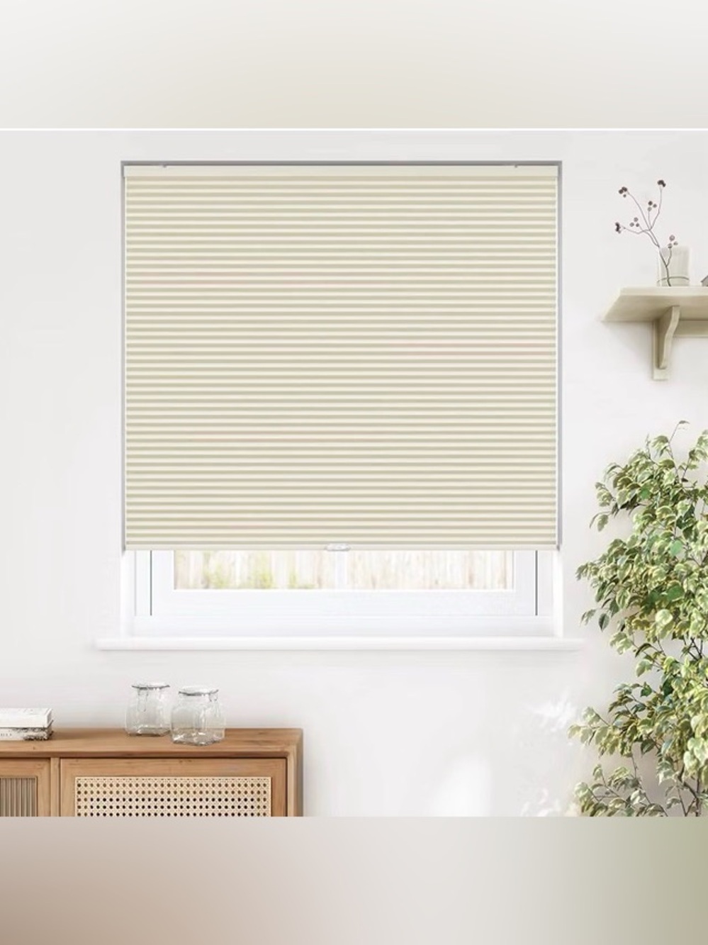 LAZBlinds Cordless‎ Cellular Window Shade Col. “Light-Filtering Cream 33.5”x64”
